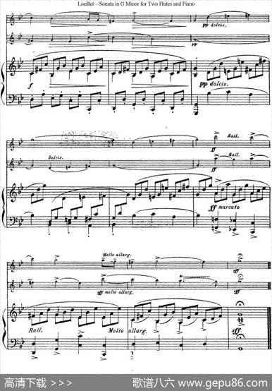 罗埃莱特G小调双长笛与钢琴奏鸣曲|Loeillet（罗埃莱特）