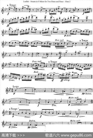 罗埃莱特G小调双长笛与钢琴奏鸣曲|Loeillet（罗埃莱特）