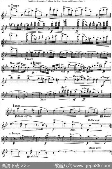 罗埃莱特G小调双长笛与钢琴奏鸣曲|Loeillet（罗埃莱特）