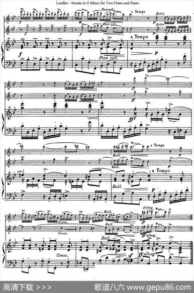 罗埃莱特G小调双长笛与钢琴奏鸣曲|Loeillet（罗埃莱特）