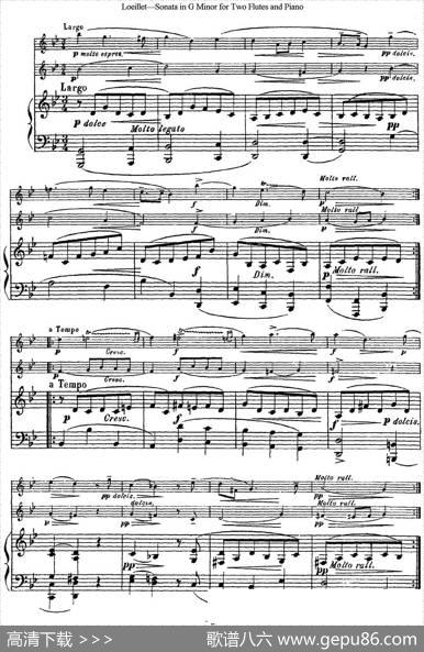 罗埃莱特G小调双长笛与钢琴奏鸣曲|Loeillet（罗埃莱特）