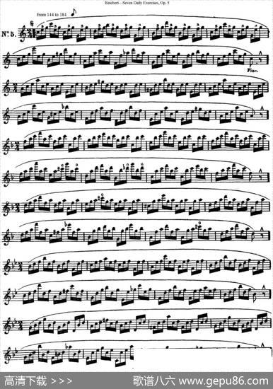 瑞澈特七首每日长笛练习曲Op.5（NO.5）|Reichert（瑞澈特）