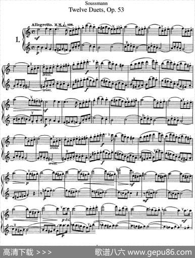 苏斯曼12首长笛重奏曲Op.53（NO.1-NO.4）|Soussmann（苏斯曼）