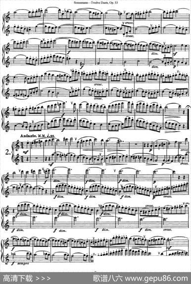 苏斯曼12首长笛重奏曲Op.53（NO.1-NO.4）|Soussmann（苏斯曼）