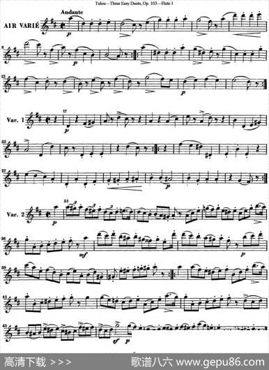图露三首长笛简易重奏曲Op.103（Flute1）（NO.1）|Tulou（图露）
