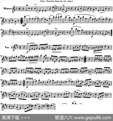 图露三首长笛简易重奏曲Op.103（Flute1）（NO.1）|Tulou（图露）