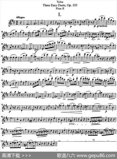 图露三首长笛简易重奏曲Op.103（Flute2）（NO.1）|Tulou（图露）