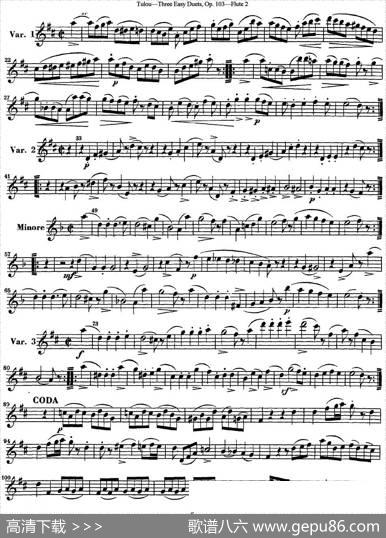 图露三首长笛简易重奏曲Op.103（Flute2）（NO.1）|Tulou（图露）