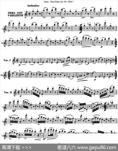 图露三首长笛简易重奏曲Op.104（Flute1）（NO.1）|Tulou（图露）