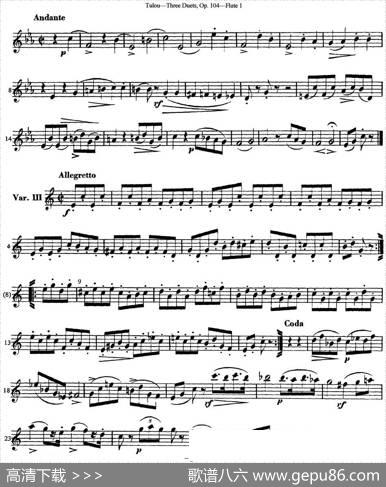 图露三首长笛简易重奏曲Op.104（Flute1）（NO.1）|Tulou（图露）