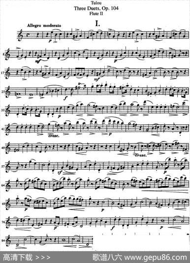 图露三首长笛简易重奏曲Op.104（Flute2）（NO.1）|Tulou（图露）
