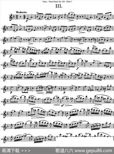 图露三首长笛简易重奏曲Op.104（Flute2）（NO.3）|Tulou（图露）