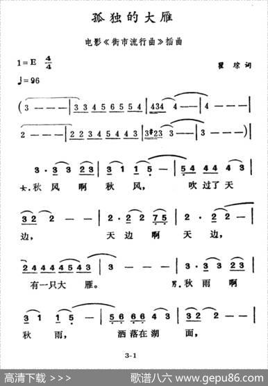 孤独的大雁（电影《街市流行曲》插曲） - 翟琮|徐东蔚