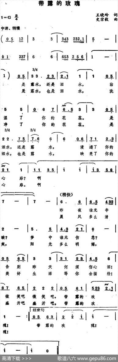 带露的玫瑰（王晓岭词史宗毅曲） - 王晓岭|史宗毅
