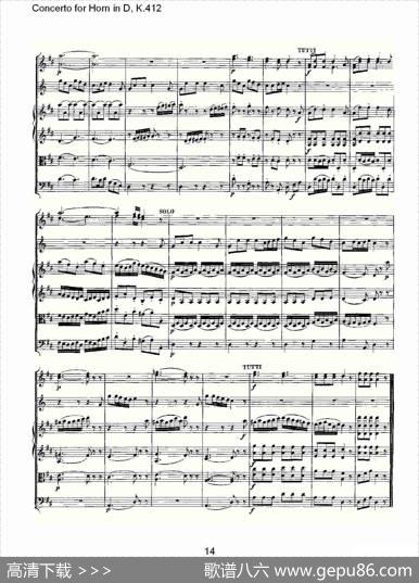 ConcertoforHorninD,K.412（D调法国号协奏曲,K.412）