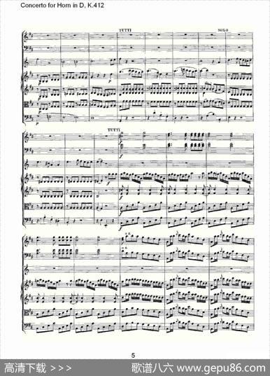 ConcertoforHorninD,K.412（D调法国号协奏曲,K.412）