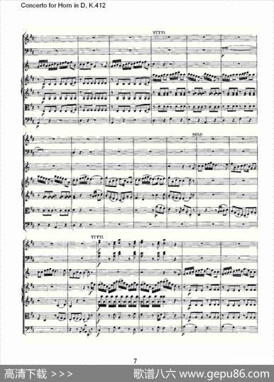 ConcertoforHorninD,K.412（D调法国号协奏曲,K.412）
