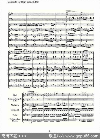 ConcertoforHorninD,K.412（D调法国号协奏曲,K.412）