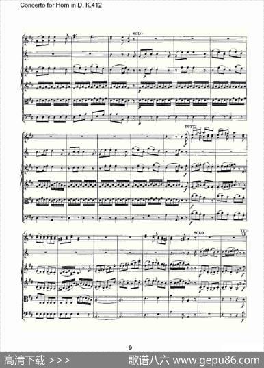 ConcertoforHorninD,K.412（D调法国号协奏曲,K.412）