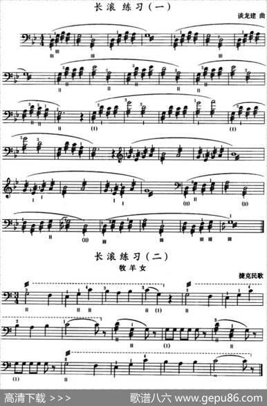 三弦长滚练习曲（五线谱）|谈龙建