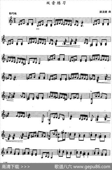 三弦双音练习曲（五线谱）|谈龙建