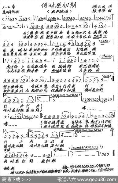 何时是归期 - 胡文方|张艺军