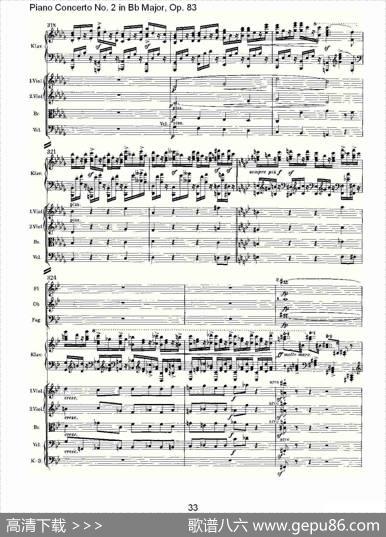 Bb大调钢琴第二协奏曲,Op.83第一乐章（二）