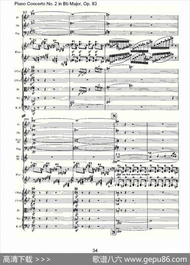 Bb大调钢琴第二协奏曲,Op.83第一乐章（二）