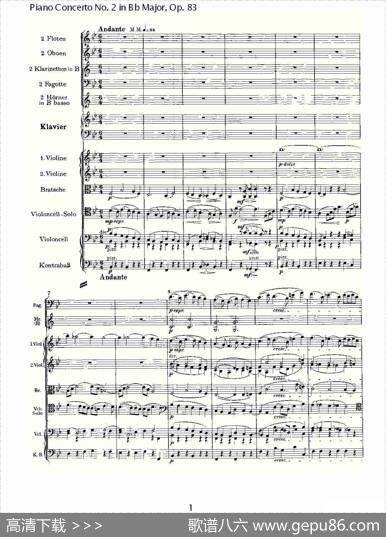 Bb大调钢琴第二协奏曲,Op.83第三乐章