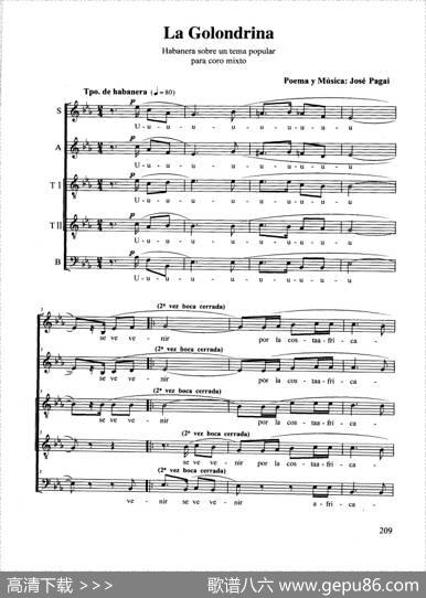 LaGolondrina（合唱正谱）