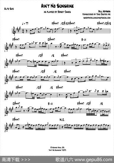 Ain'tNoSunshine（中音萨克斯）