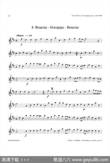 WaterMusic（HWV.348No.1）（中音萨克斯）