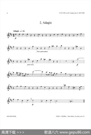 WaterMusic（HWV.348No.1）（中音萨克斯）