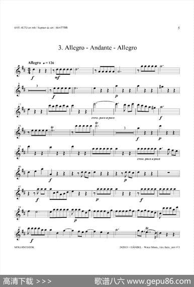 WaterMusic（HWV.348No.1）（中音萨克斯）