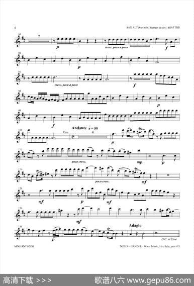 WaterMusic（HWV.348No.1）（中音萨克斯）