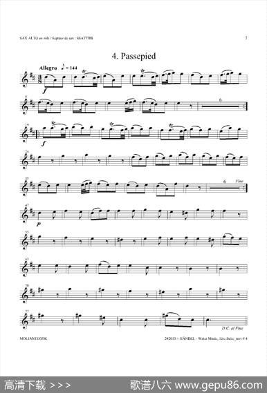 WaterMusic（HWV.348No.1）（中音萨克斯）