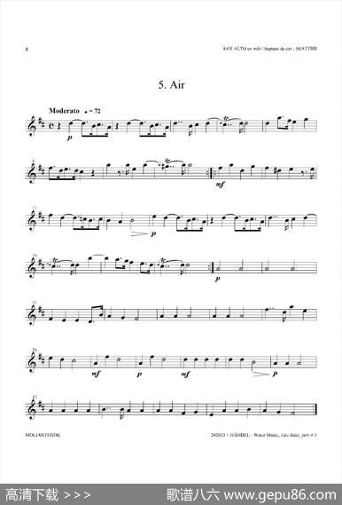 WaterMusic（HWV.348No.1）（中音萨克斯）