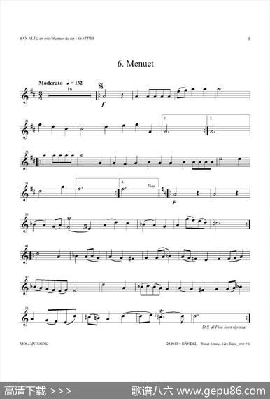 WaterMusic（HWV.348No.1）（中音萨克斯）