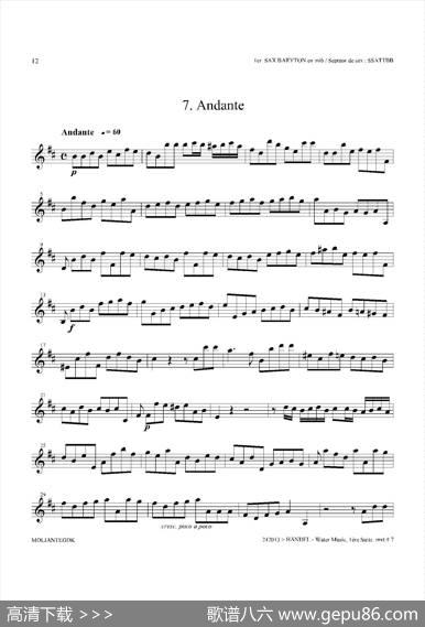 WaterMusic（HWV.348No.1）（第一上低音萨克斯）