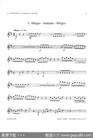 WaterMusic（HWV.348No.1）（第一上低音萨克斯）