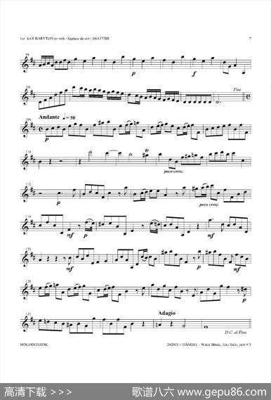 WaterMusic（HWV.348No.1）（第一上低音萨克斯）
