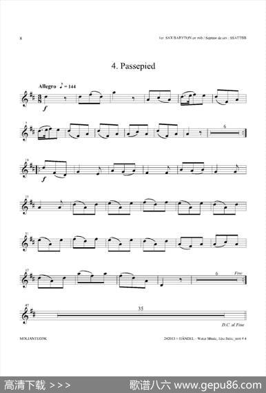 WaterMusic（HWV.348No.1）（第一上低音萨克斯）