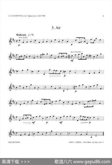 WaterMusic（HWV.348No.1）（第一上低音萨克斯）