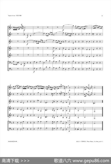 WaterMusic（HWV.348No.1）（萨克斯合奏总谱）