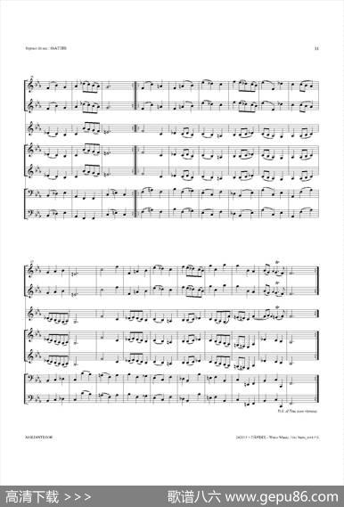 WaterMusic（HWV.348No.1）（萨克斯合奏总谱）