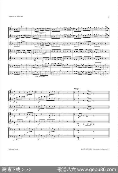 WaterMusic（HWV.348No.1）（萨克斯合奏总谱）
