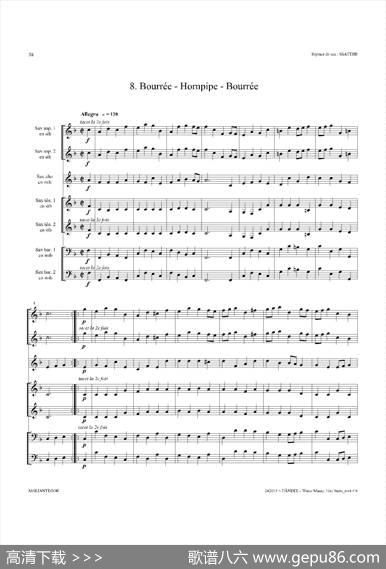 WaterMusic（HWV.348No.1）（萨克斯合奏总谱）