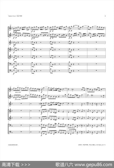 WaterMusic（HWV.348No.1）（萨克斯合奏总谱）