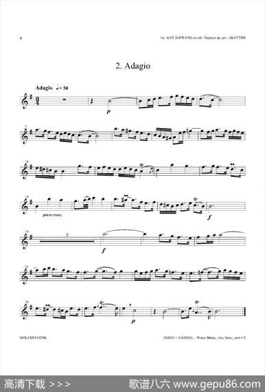 WaterMusic（HWV.348No.1）（第一高音萨克斯）