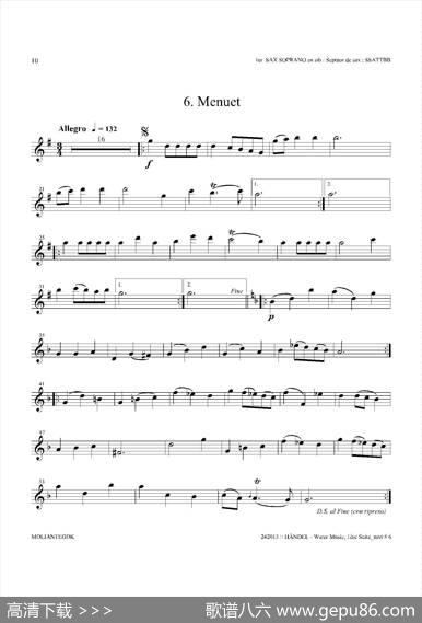 WaterMusic（HWV.348No.1）（第一高音萨克斯）